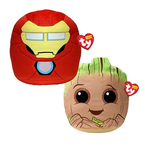 TY Groot & Iron Man Marvel Avengers Squish a Boo 10 Zoll Multipack - Squishy Beanie Baby Weiche Plüschspielzeuge - Sammelbare Kuschelige Gefüllte Teddybären