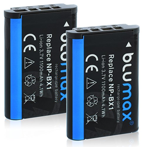 Blumax 2X Akku kompatibel mit Sony NP-BX1-1100mAh 3,6V 3,8Wh - für Sony Cyber-Shot DSC-RX100, DSC-RX100 II, DSC-RX100M II, DSC-RX100 III, DSC-RX100 V, DSC-RX100 IV, HDR-CX405, ZV-1