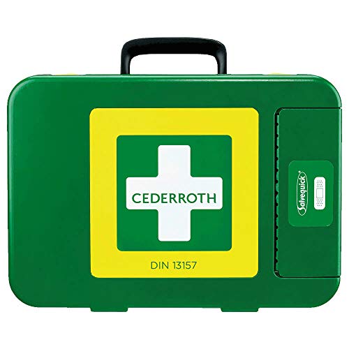 CEDERROTH 390104 Verbandkoffer, Füllung gem. DIN 13157, 42 x 30 x 11,8 cm, grün aus Kunststoff