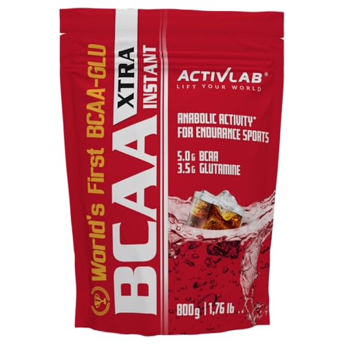 Activlab BCAA Xtra INSTANT 800g, Aminosäuren 2:1:1, 5000mg, 3,5g Glutamin, vor und nach dem Training, Muskelregeneration, 50 Portionen, Cola
