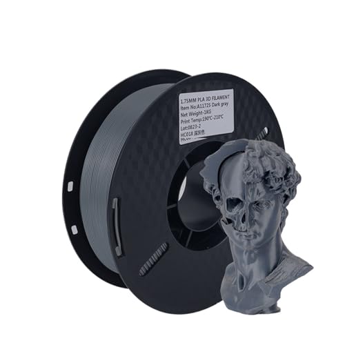 3D-Drucker-Filament PLA-Filament, 1,75 mm, 3D-Drucker-Filament, 3D-Druck, Kunststoffmaterial, keine Blasen, 1 kg, 2,2 Pfund, Regenbogenspule for 3D-Drucker, 3D-Stift (Color : DarkGrey)