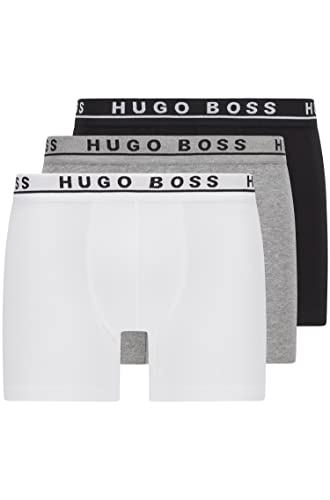 BOSS Hugo Herren Boxershorts Unterhosen Boxer Brief 50325404 6er Pack, Farbe:Mehrfarbig;Wäschegröße:M;Artikel:-999 Black/Grey/White