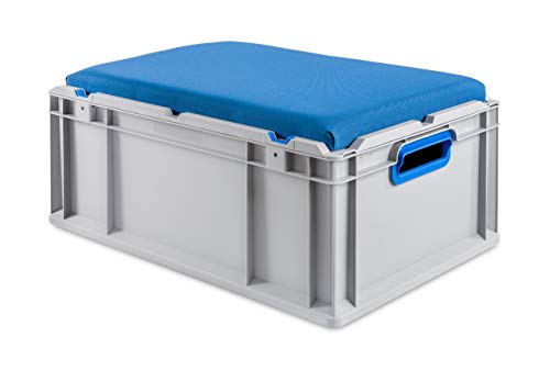 aidB Eurobox NextGen Seat Box, blau, (400x300x265 mm), Griffe offen, Sitzbox mit Stauraum und abnehmbarem Kissen, 1St.