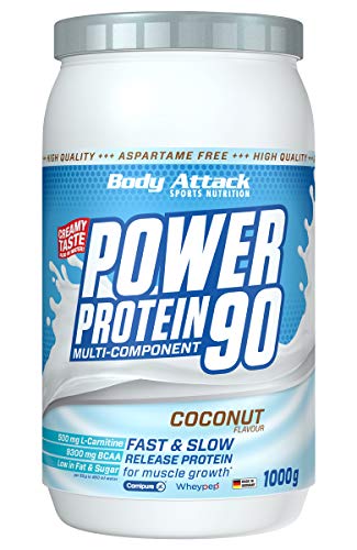Body Attack Power Protein 90 - Low Fat - 85% Eiweiß - 500mg L-Carnitine (Coconut Cream, 1 kg)