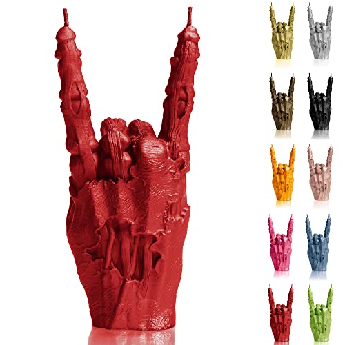 Candellana Kerze Hand RCK | Höhe: 22 cm | Zombie Hand | Rot | Brennzeit 30h | Kerzengröße gleicht 1:1 Einer realen Hand | Handgefertigt in der EU