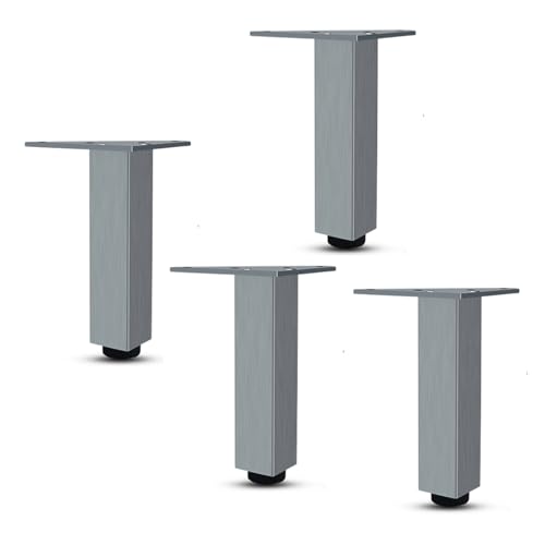 X1NGFU 4 Stück Verstellbare Möbelfüße Möbelbeine,Möbelfüsse Metall,Tischbeine Aluminiumlegierung,Sofafuss Höhenverstellbar,für Schrank,Tisch,dreieckige Montageplatte,Mit Schrauben (27cm)