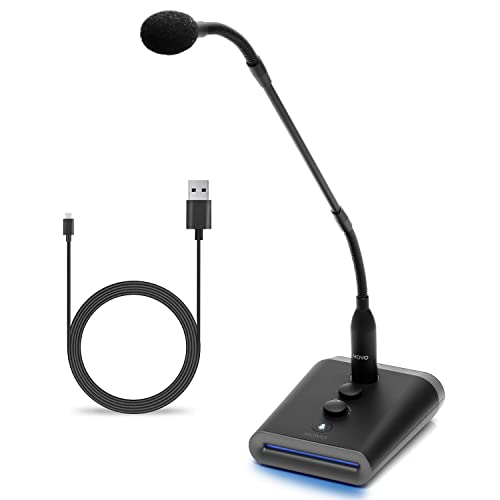 Movo GM-7 Professional XLR Schwanenhals Mikrofon und USB Schnittstelle Basis mit RGB Lichtern - USB Podium Mikrofon mit Ständer für Streaming, Meetings, Vorträge und mehr - USB Mikrofon für Mac und PC