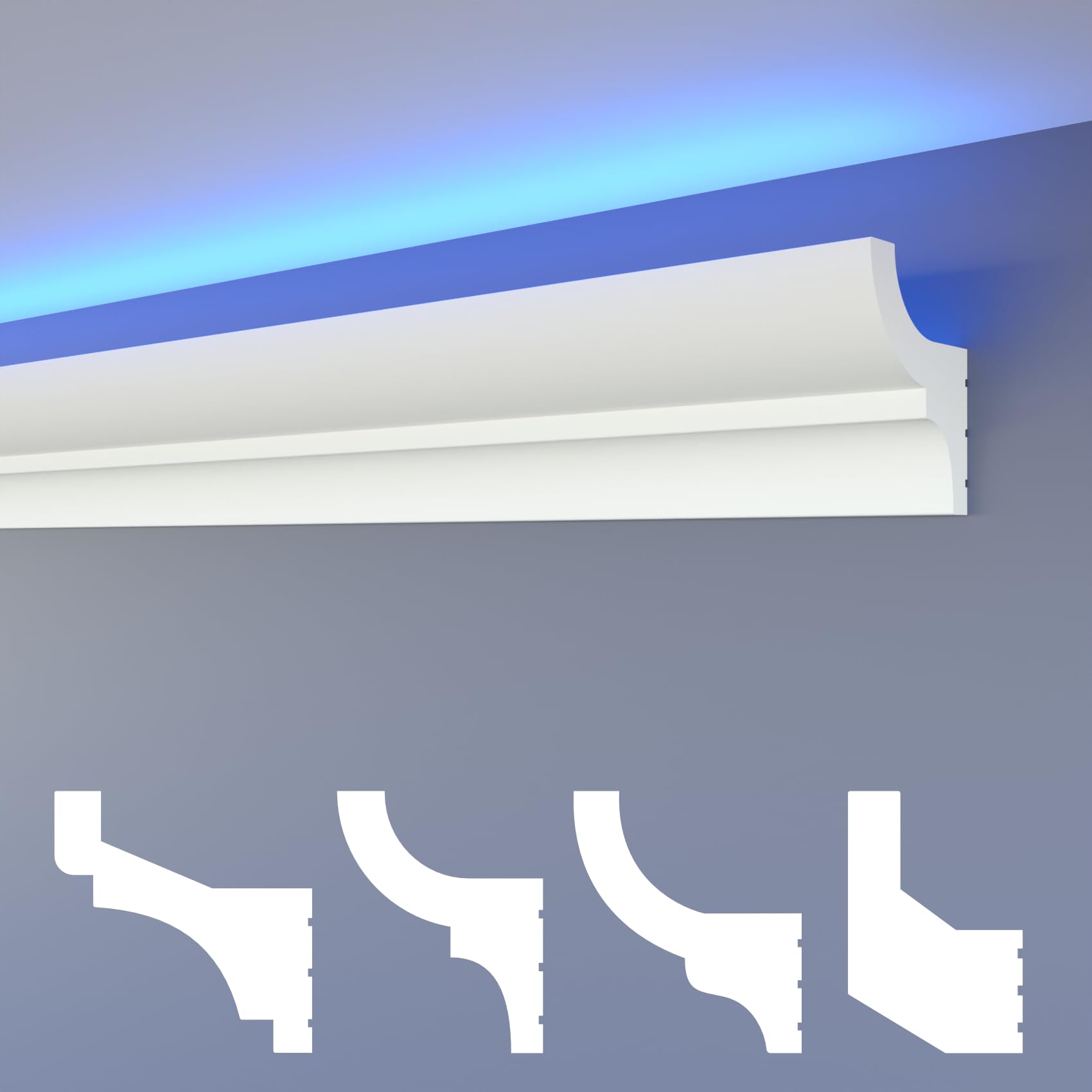 HEXIMO LED Stuckleisten klassisch, XPS Styropor indirekte Beleuchtung Wand & Decke Leisten Lichtleisten Beleuchtung Styropor Deckenleisten (30,6 Meter HLED 9)