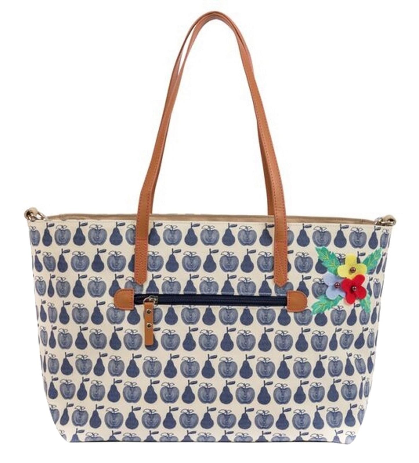 pink lining Notting Hill Tote Apples & Pears Blue