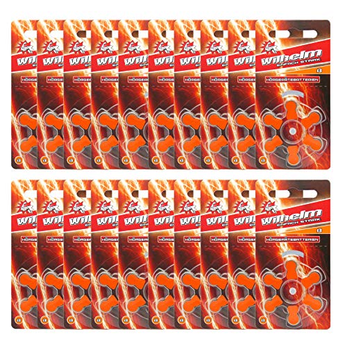 120 x WILHELM Hörgerätebatterien Typ 13 orange Hörgerätbatterie PR48 ZL3 1,4/1,45 V
