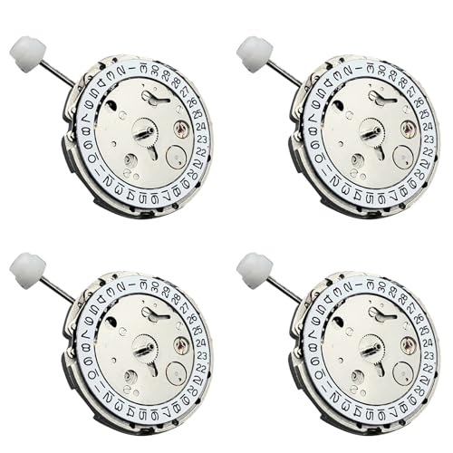 Aposous 4 x DG2813 weißes Uhrwerk mit Kalender, Datum, mechanisches Automatik-Uhrwerk, Ersatz für Miyota 8215 821A Uhrwerk, Silberfarben und Weiß