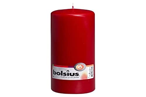Bolsius Wine Red Pillar Candles 200x68mm 78 Hours burn time (Box of 8)