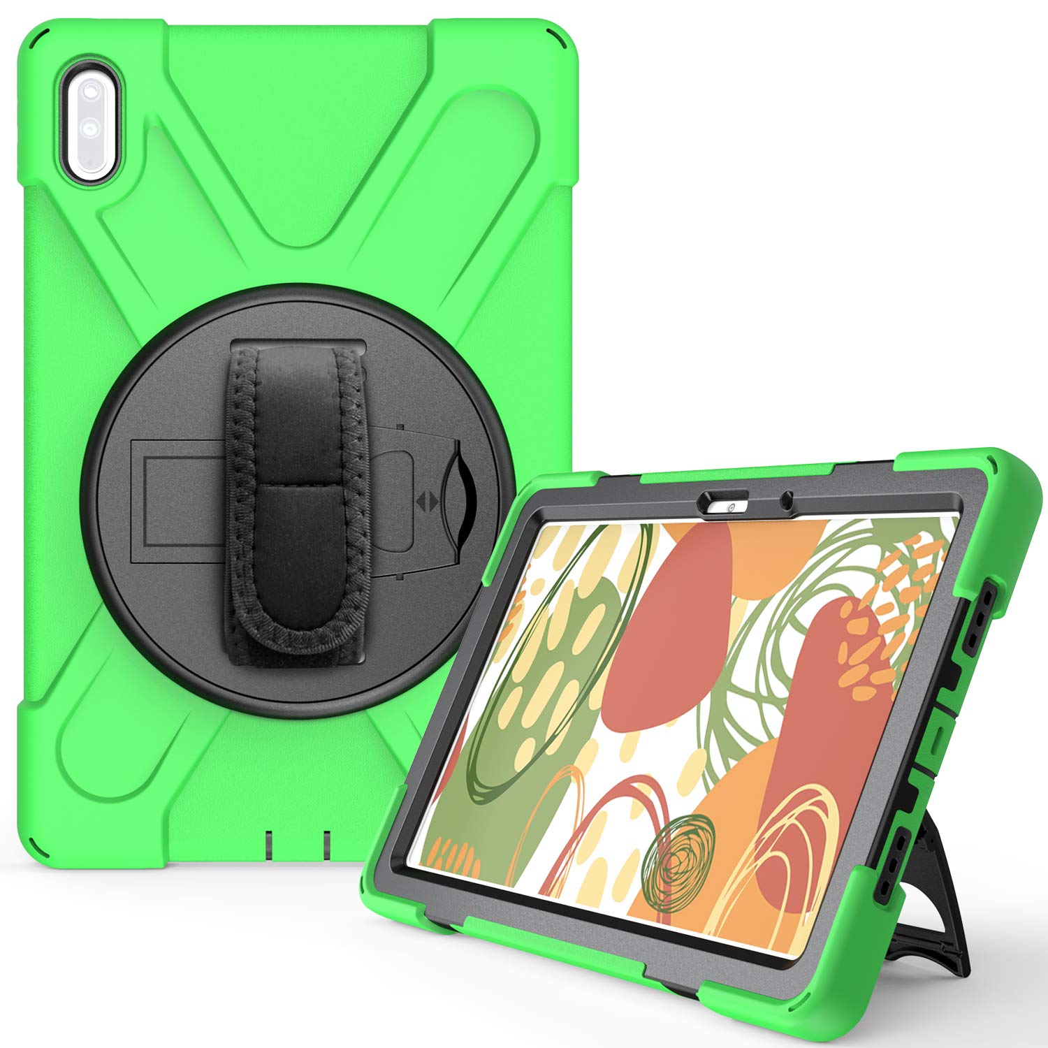 YGoal Hülle für Huawei MatePad 10.4 - [Handschlaufe] [Schultergurt] Robuste Schutzhülle mit Fallschutz Case Cover für Huawei MatePad 10.4 Zoll, Grün