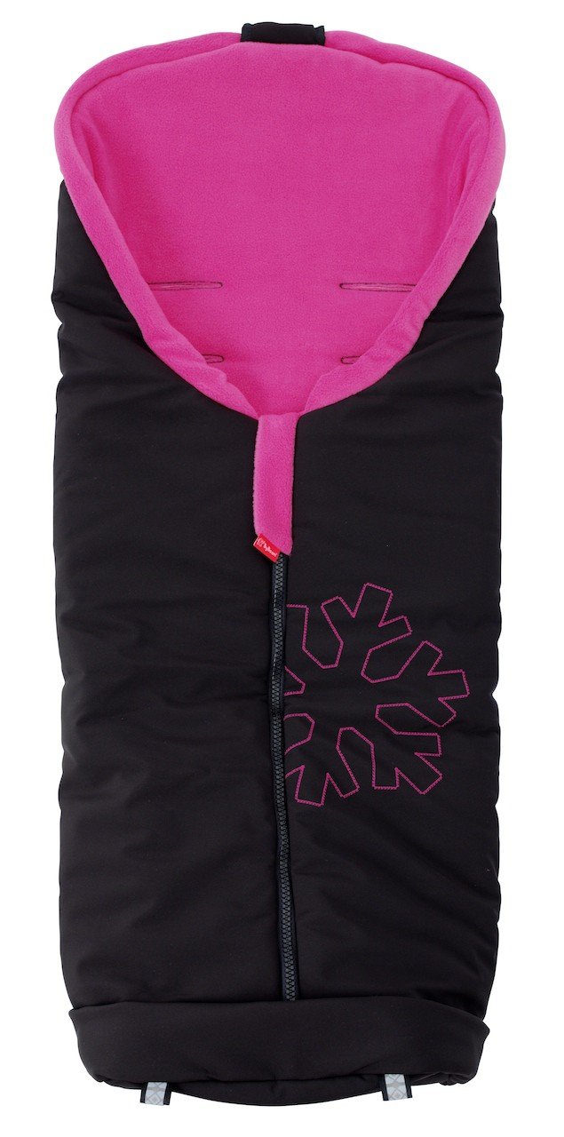 ByBoom - Softshell Winterfußsack Thermo Aktiv für Kinderwagen und Buggy, Farbe:Schwarz/Fuchsia