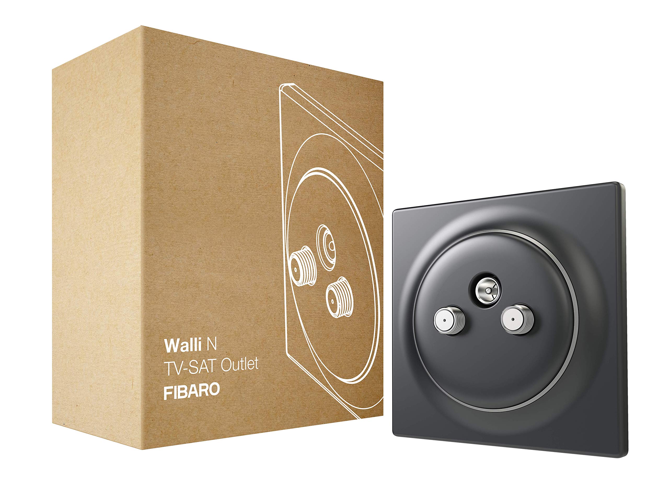 FIBARO Walli N TV-SAT Outlet / Hochwertige TV-SAT Antennendose, Anthrazit, FGWTFEU-021-8