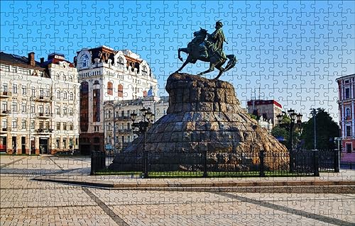 GUOHLOZ Puzzle 1000 Teile Erwachsene Hölzern Puzzles für Erwachsene Herausforderungsspielzeug 1000-teilige Hölzern Puzzles für Erwachsene Kinder Stadt, Denkmal, Ukraine, 75x50cm