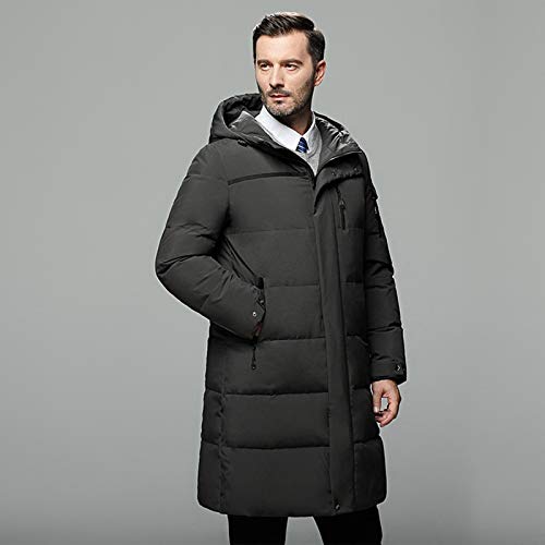 EDMKO Herren Winter Warm Daunenmantel Männer Verpackt Daunenpuffer Lange Mantel mit Kapuze vielen Farben Größen komprimierbar,Grau,XL