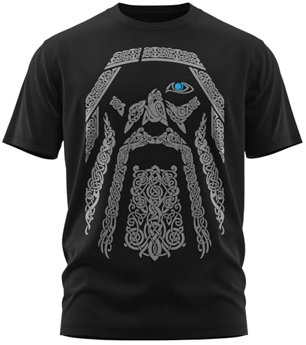The Odin Runen Wikinger Rabe Valhalla Rising Walhalla Vikings Wodan - Herren T-Shirt und Männer Tshirt, Größe:3XL, Farbe:Schwarz Original Grau