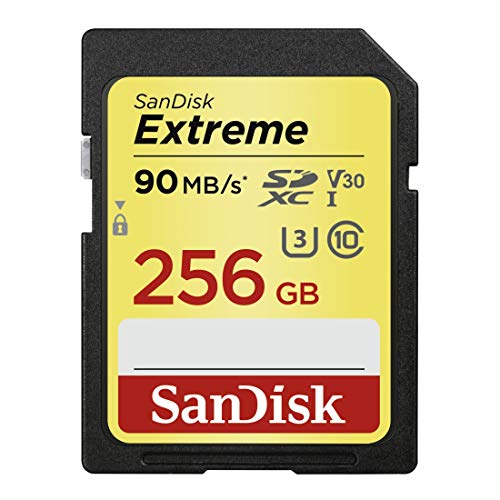 SanDisk Extreme 256 GB SDXC Speicherkarte bis zu 90 MB/Sek, Class 10, U3, V30