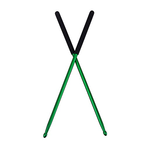 Supvox 1 Pair Metal Drumsticks Medium Taper Sticks Drum Parts Accessories (Green)