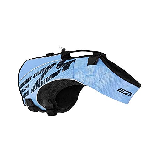 EzyDog Premium Schwimmweste Hund - DFD X2 Boost Hundeschwimmweste - Rettungsweste für Hunde - Größenverstellbar mit Griff und Reflektoren (3XS, Blau)