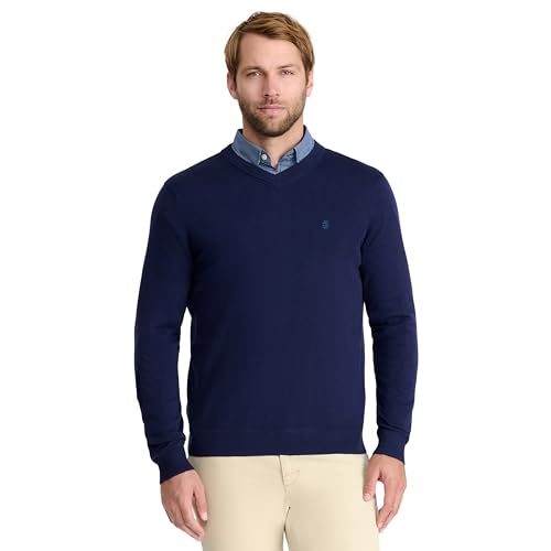 IZOD Herren Premium Essentials Solid V-Neck 12 Gauge Sweater Pullover, Peacoat, Mittel