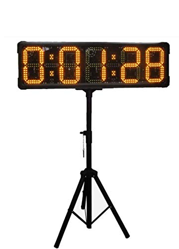 Huanyu 8" LED Countdown Uhr 6 Ziffern Lauf-Uhr Stoppuhr Wasserdicht Countdown Clock Intervall Timer mit Fernbedienung& für Marathonlauf Sportveranstaltungen Wettbewerbe (Gelb)