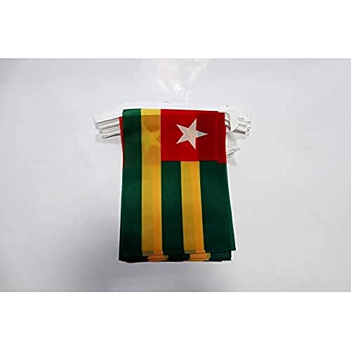 AZ FLAG FAHNENKETTE Togo 12 Meter mit 20 flaggen 45x30cm- TOGOLESISCHE Girlande Flaggenkette 30 x 45 cm
