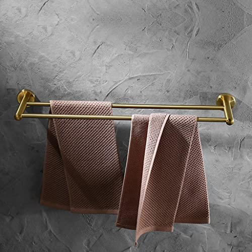 Punch-Free Handtuchhalter aus gebürstetem Gold, Badezimmer-Handtuchhalter, leichtes Luxus-Edelstahl-Gold-Doppelstangen-Regal zum Aufhängen von Handtüchern (Color : Punch 40CM)