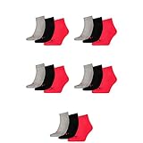 PUMA Unisex Quarter Socken Sportsocken 15er Pack black/red 232-35/38