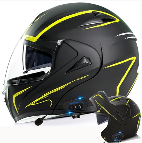 Motorrad-Bluetooth-Helme, modulare Helme mit hochklappbarem Doppelvisier, Integralhelm Klapphelme ECE-zugelassener Helm für Männer und Frauen 7,S=(55~56CM)