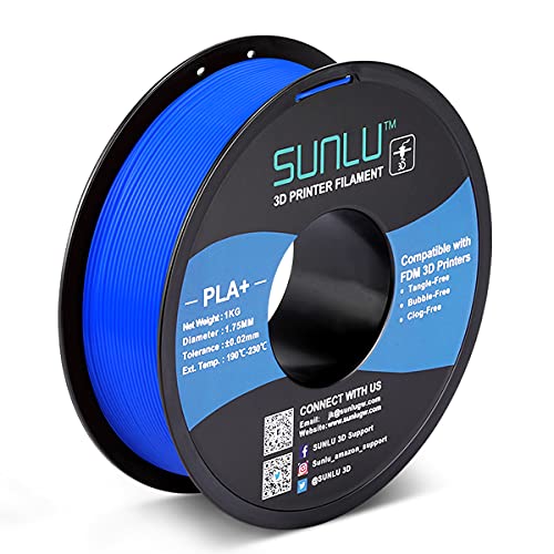 SUNLU PLA Plus 3D Filament 1.75mm for 3D Printer & 3D Pens, 1KG (2.2LBS) PLA+ Filament Tolerance Accuracy +/- 0.02 mm, Blue