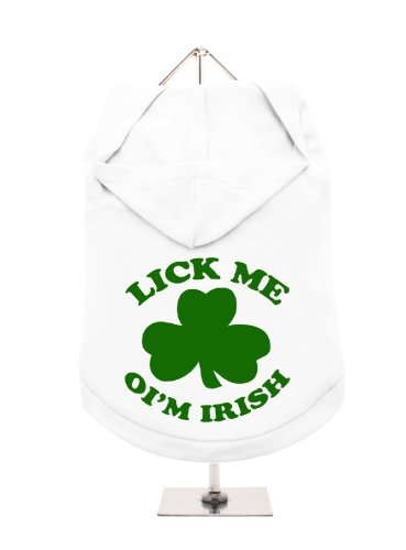 "St. Patrick: Lick Me OIM Irish" UrbanPup Hunde-Hoodie Hoodie (weiß/grün)