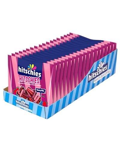 Hitschies Berry Mix 125g - Fruchtig-knackige Kaubonbons mit softem Kern - Sorten: Erdbeere, Waldfrucht, Kirsche, Himbeere - Glutenfrei & Halal
