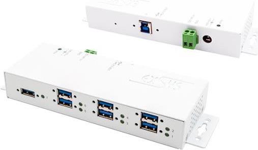 EXSYS EX-1189HMVS-3W 7 Ports USB 3.2 Gen1 weiβer Metall HUB mit 1.5A Strom für 4 Ports (Überspannungs-Schutz)