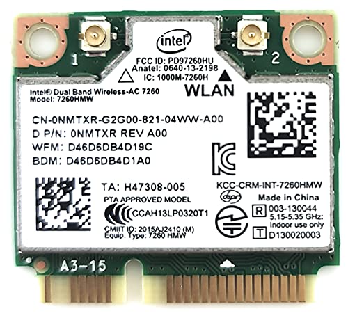 Intel 7260HMW AN Dual Band Wireless-AC 7260-PCIe WLAN / 802.11AC, Bluetooth 4.0 Mini-PCI-Karten