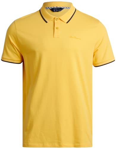 Ben Sherman Men's Polo Shirt - Classic Fit, 3-Button Short Sleeve Casual Polo Shirt for Men (S-XL), Size Medium, Banana