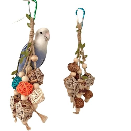 Vogel-Kauspielzeug aus natürlichem Holz für Papageien, 27 cm, 2 Stück