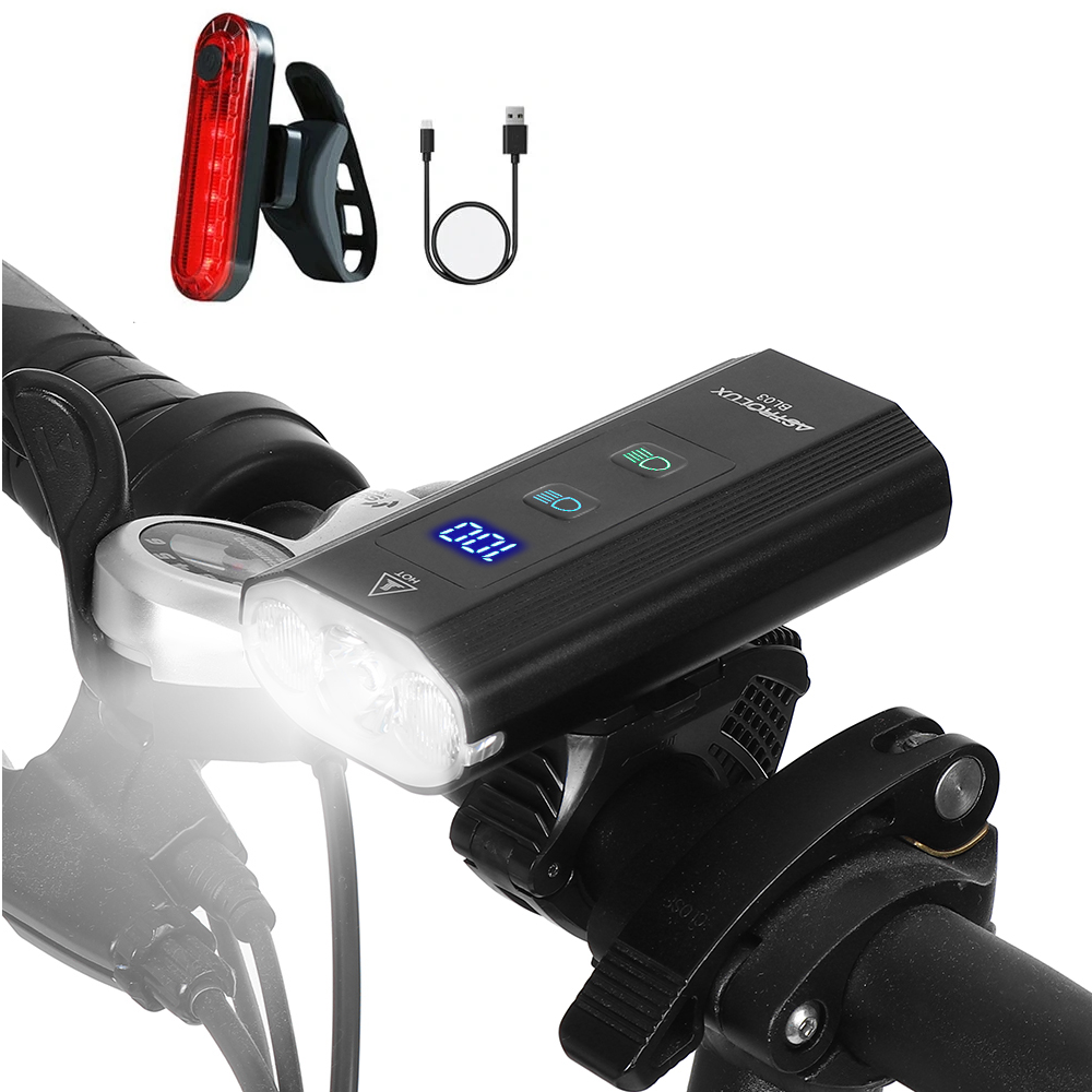 Astrolux® BL03 XPG LED 1200LM Fahrrad-Scheinwerfer + USB-Rücklicht mit 4 Modi und 6000mAh Hochleistungs-Powerbank. USB-w