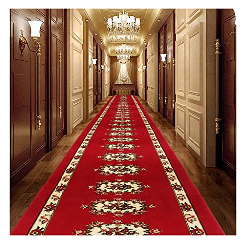 Teppiche Läufer Roter exquisiter gemusterter Teppich, lang gerollter Korridor-Hall-Raum-Teppichboden, Breite 0,65-1,2m (Size : 65x300cm)