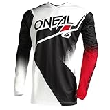 O'NEAL | Motocross-Jersey Langarm | MX Enduro | Gepolsterter Ellbogenschutz, V-Ausschnitt, atmungsaktiv | Element Jersey RacewearV.22 | Erwachsene | Schwarz Weiß Rot | Größe XXXL