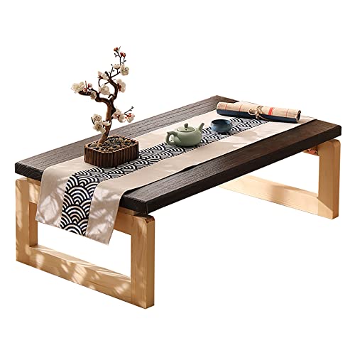 Faltbarer Couchtisch aus Massivholz, Vintage-Teetisch, niedriger Tisch zum Sitzen auf dem Boden, tragbarer japanischer Klapptisch, Kotatsu-Tisch, Esstisch, Altar, Bodentisch