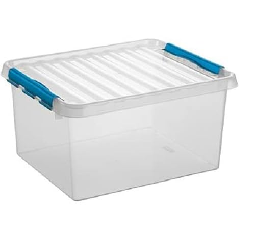 3 Stück- SUNWARE Q-Line Box - 36 Liter - 500 x 400 x 260mm - transparent/blau