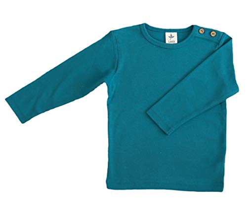 Baby Kinder Langarmshirt Bio-Baumwolle T-Shirt Shirt Jungen Mädchen Ozeanblau (116, Ozeanblau)