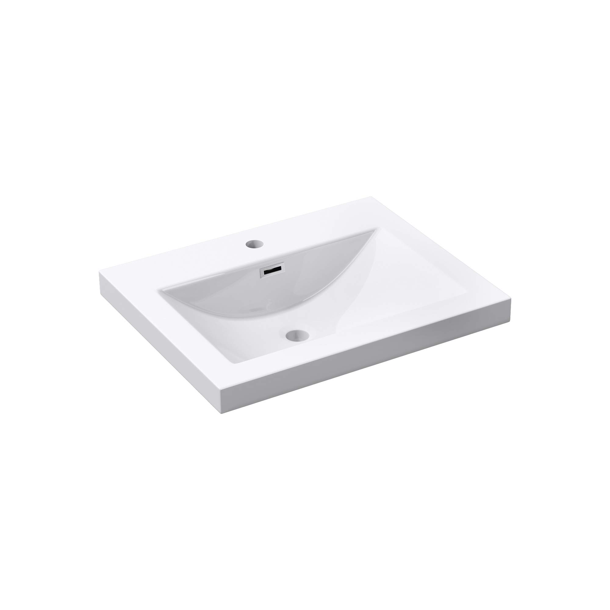 Design Waschbecken Colossum01, Weiß aus Gussmarmor, Waschtisch, Waschplatz, Einbauwaschbecken, BTH: 60x48x13 cm