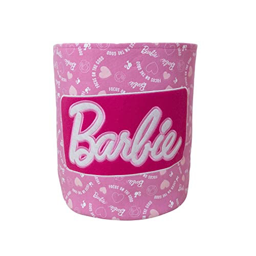 Character World Offizieller Aufbewahrungskorb von Barbie, rosa Abzeichen-Design, Spielzeugkiste Wäschekorb | Organizer für Kinderzimmer, Kinderzimmer, 38 x 31 x 31 cm, Baumwoll-Segeltuch