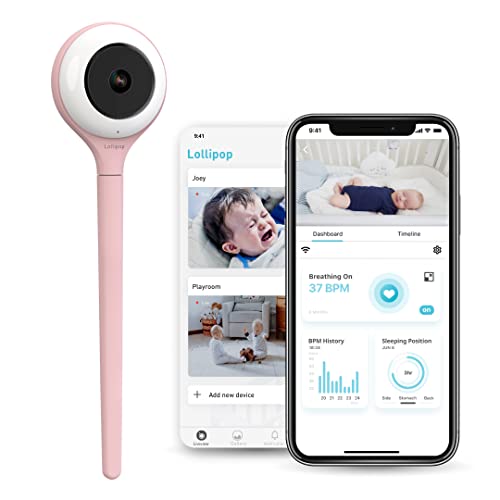 Lollipop Baby Monitor mit True Crying Detection (Zuckerwatte) - Intelligente WiFi Baby Baby Kamera - Kamera mit HD Video & Audio - Sleep Tracking