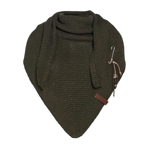 Basic.de Damen-Schal XXL Knit Factory Coco Oversize Strick, Khaki, Dreiecksform, 190 x 85 cm