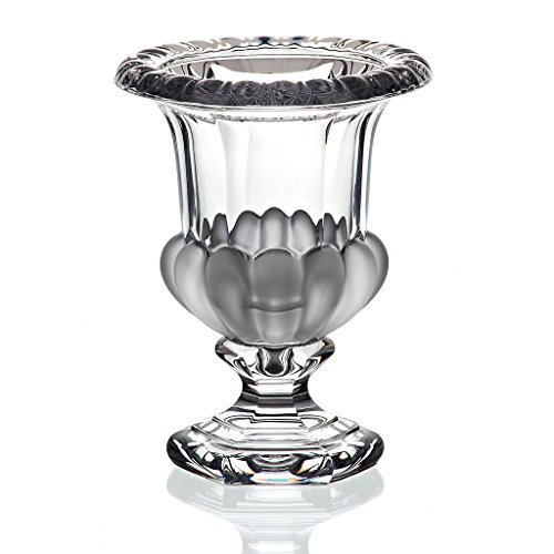 CRISTALICA Vase Blumenvase mit Fuß Pokal Regency Teilsatiniert 20 cm Bleikristall Tischvase Tischdeko Hochzeitdeko