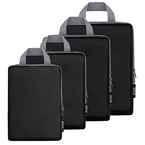 Amazon Brand - Eono Komprimierbaren Packwürfeln zur Organisation Ihres Reisegepäcks, Compression Packing Cube, Packtaschen Set & Gepäck Organizer für Rucksack & Koffer - Net, 4-teilig